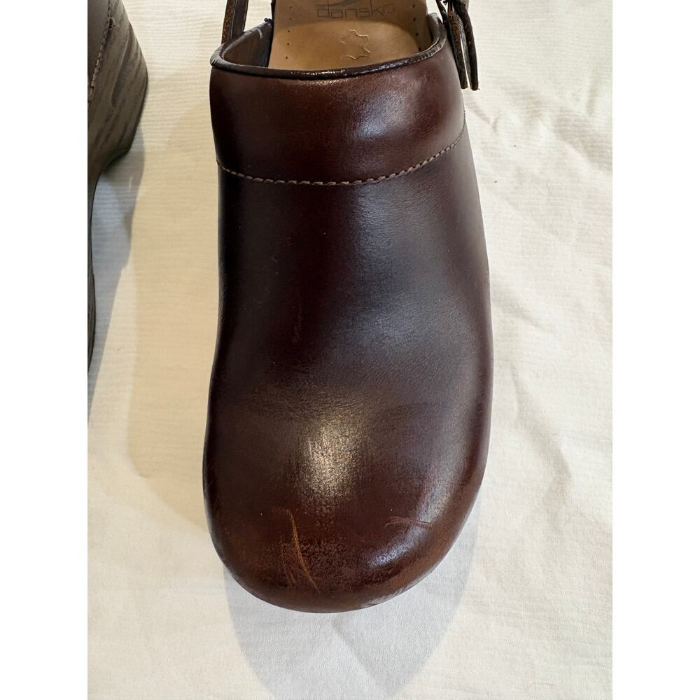 Dansko Leather Clogs Slip On Brown Womens 42 US 11-12 Adjustable Back Strap - Picture 4 of 14